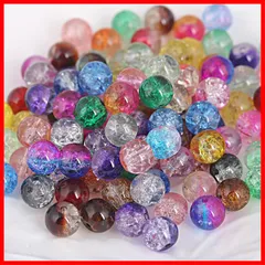 レジン クラックビーズ 4サイズアクセサリー材料 4/6/8/10mm 手芸用品 ハンドメイドパーツ 約525個 ビーズ DIY用 混色 ガラスビーズ YFFSFDCのサムネイル