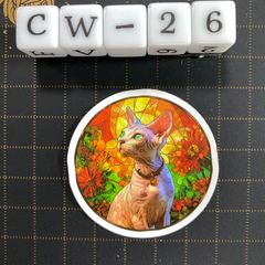 방수 스티커 스핑크스 스테인드 글라스 풍 세련된 냥코 고양이 다채로운 CW-26