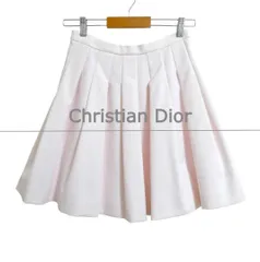 Christian Dior クリスチャンディオール サイズI40 フレアスカート ボックスプリーツ 膝丈 コットン ピンク レディース