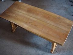 総欅造 頑丈なローテーブル ベンチ 昭和後期　古録展  送料無料　中古 品番F4403