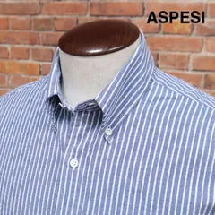 ASPESI - ASPESI アスペジ カジュアルシャツ 40(M位) 青x白x茶(ストライプ) 【古着】【中古】 ASPESI - ASPESI アスペジ カジュアルシャツ 40(M位) 青x白