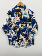 CHAPS RALPH LAUREN/ﾁｬﾌﾟｽﾗﾙﾌﾛｰﾚﾝ/M/総柄ﾎﾞﾀﾝﾀﾞｳﾝｼｬﾂ/BLUE/ﾌﾞﾙｰ