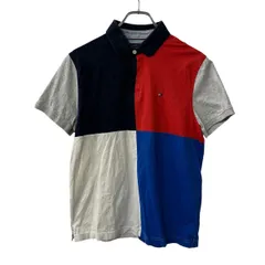 TOMMY HILFIGER 半袖 ポロシャツ M ネイビー レッド マルチカラー トミーヒルフィガー ロゴ刺繍 トップス 古着卸 アメリカ仕入 a708-5429