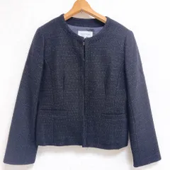 トランスワーク TRANS WORK ノーカラー ジャケット ラメ ネイビー 40サイズ 941325のサムネイル