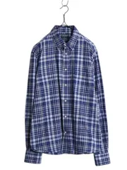 【お得なクーポン配布中!】 ローレン ラルフローレン チェック 長袖 ボタンダウン シャツ メンズ L ポロ コットン ストレッチ ワンポイント ポケット付き マルチカラー