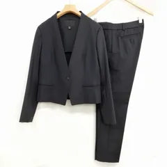 アイシービー iCB フォーマル ストライプ スーツ セットアップ ノーカラージャケット スラックス 美品 11 ブラックのサムネイル