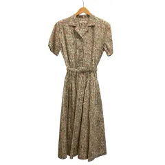 インゲボルグ INGEBORG シャツワンピース 半袖 ロング丈 花柄 コットン P0293FA09A 緑 グリーン 赤 レッド 青 ブルー 白 ホワイト