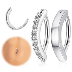 【新着商品】アクセサリー 夏 へそリング 小さめ へそピ 金属アレルギー対応 サージカルステンレス へそピアス 可愛い ジルコニア オパール ヘソピアス レディース ピアス ボディ 14g [ORAZIO]【2点セット】へそピアス