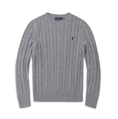 [POLO RALPH LAUREN] (ポロ ラルフローレン) メンズ コットン ケーブルニット クルーネックセーター ワンポイント [並行輸入品]