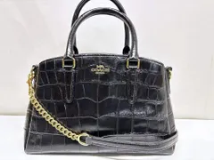 s24t-0648y【中古】COACH　コーチ　ハンドバッグ　ショルダーバッグ　2WAYバッグ　チェーンバッグ　型押し　レディース　F38956