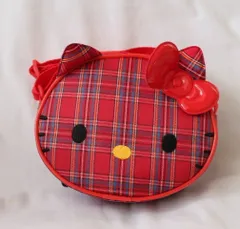 ハローキティ チェック柄ダイカット丸ショルダー(レッド)