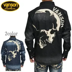 バンソン VANSON NVSL-2504 長袖シャツ デニム シャツ スカルフェイス バイカー メンズ トップス nvsl-2504のサムネイル