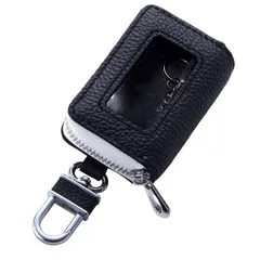 【即日発送】キーケースASK-CM013 本革 ブラック×ホワイト クリア窓付き スマートキーケース 【AWESOME/オーサム】