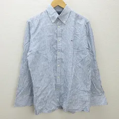 G■トミーヒルフィガー/TOMMYHILFIGER 長袖BDシャツ/ストライプ柄【L】青白/men's/72【中古】■