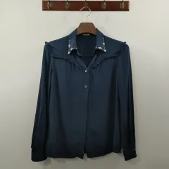 275t*美品 ミュウミュウ コットン パールボタン レース フリルシャツ. 275t*美品 ミュウミュウ コットン パールボタン レース フリル