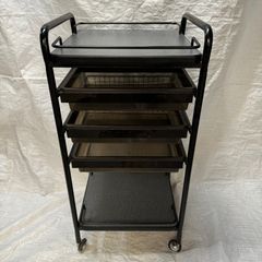 【中古】キャスター付きワゴン　ブラック　理美容室にどうぞ♪