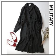 MILITARY ミリタリー VALENTINI S.A.S.デッドストック イタリア空軍 ワークコート テーラード ロング ライトアウター 羽織 スミクロ ダークグレー系 (75Y＋3764)25A☆