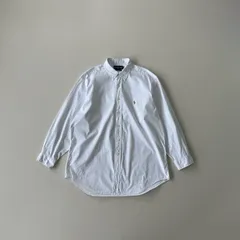 90s ラルフローレン ボタンダウンシャツ　ヤーマス　OXFORD　ポニー　刺繍ロゴ　17サイズ　ホワイト　Ralph Lauren T1389 A6