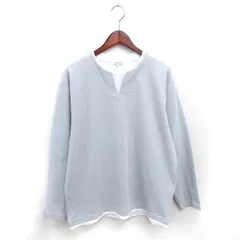 グローバルワーク GLOBAL WORK カットソー Tシャツ レイヤード風 モックネック 長袖 L ライトグレー /TT