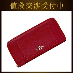 コーチ ラウンドファスナー 長財布 レッド F54007 財布 レザー 中古
