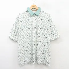 XL/古着 半袖 ポロ シャツ メンズ 00s ゴルフ 総柄 大きいサイズ 薄緑他 グリーン 25aug01 中古 トップス
