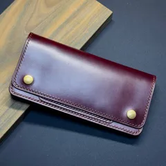 トラッカーウォレット TW-02【クロムエクセル / 茶芯バーガンディ / 刻印】