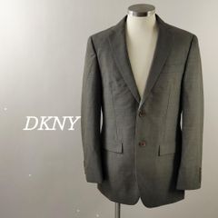 38【美品】DKNY ダナキャラン 最高級 シルク グレーストライプスーツ