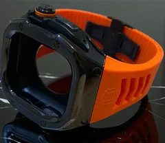 ブラックケース　オレンジラバー　【Apple Watch Ultra 1/2/3. 49mm）アップルウォッチ　ウルトラ　専用 プレミアムカスタムコレクション】