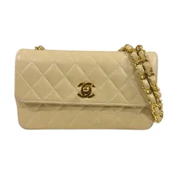 シャネル ミニマトラッセ ショルダーバッグ レザー ベージュ レディース  CHANEL  中古 シャネル