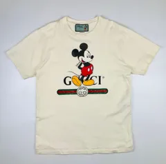 良品★グッチ×ディズニー・コラボ ミッキーロゴデザイン Tシャツ(ML相当) GUCCI 良品 グッチ ディズニーコラボ ミッキー ロゴプリント
