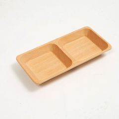 プレート お皿 仕切り 四角 長方形 天然木製 ブナの木 長角プレート 2ツ仕切り 木 おしゃれ カフェ風 ナチュラル 木製食器 小皿 洋食器