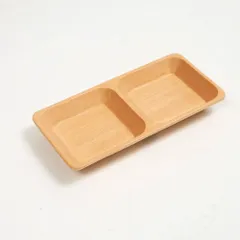プレート お皿 仕切り 四角 長方形 天然木製 ブナの木 長角プレート 2ツ仕切り 木 おしゃれ カフェ風 ナチュラル 木製食器 小皿 洋食器