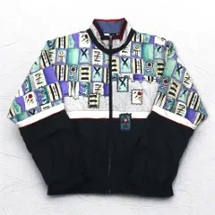 le coq sportif 90年代 総柄 ナイロンジャケット ジャージ L マルチカラー ブラック