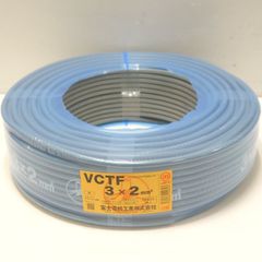 富士電線工業 VCTFケーブル 3×2mm 灰色 100m 黒白赤 未使用 ビニルキャブタイヤ丸形コード 2025年3月6日製 ≡DT6305-