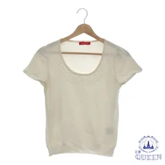 ☆美品☆ Apuweiser-riche アプワイザーリッシェ トップス ニット 半袖 ビーズ レディース ホワイト 2 901-2533 送料無料