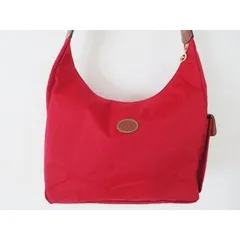 S12 LONGCHAMP ロンシャン ナイロン/レザー ショルダーバッグ レッド