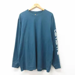 XL/古着 カーハート 長袖 Tシャツ メンズ 大きいサイズ コットン ラグラン クルーネック 青緑 25jun13 中古