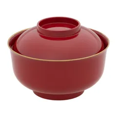 新品 山中塗り 雑煮碗 汁椀 蓋付き 大きめ レンジ羽反 朱渕金塗 500ml 電子レンジ対応 食洗器対応 和食器 山中漆器 伝統工芸 日本製 yam004