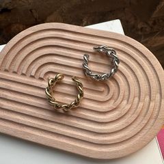 カーブチェーンリング 16号フリーサイズ ステンレスリング チェーンリング 金属アレルギー対応 ごつめ ふとめ デザインリング 韓国アクセサリー 347R シースキー【seasukii】