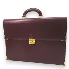カルティエ Cartier マストライン ブリーフケース ビジネスバッグ ボルドー レザーのサムネイル