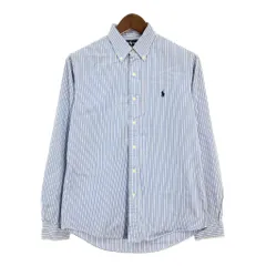 90年代 RALPH LAUREN ラルフローレン ボタンダウン 長袖シャツ ストライプ ブルー (メンズ 15 1/2) 中古 古着 R9719