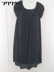 ◇ ◎ COMME CA ISM コムサイズム ブローチ付き 半袖 膝丈 ワンピース サイズM ブラック系 レディース  【中古】 【1112020007187】
