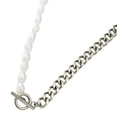 【シルバー × ワンサイズ】[Cream dot. クリームドット公式] ネックレス レディース ステンレス製 金属アレルギー つけっぱなし サージカルステンレス ショート チェーン 淡水パール マンテル 切り替え MIX 2way 大ぶり 大人