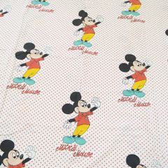 ヴィンテージシーツ　ディズニー　ミッキー　ドット　生地　ハンドメイド　リメイク　入園　入学　イベント/A5