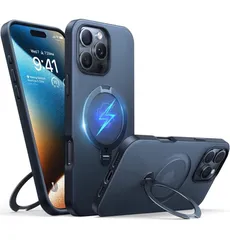 【24時間以内発送】TORRAS iPhone 16 Pro Max 用  ゼンマイ式スタンド 縦横両対応 リング マグネット搭載 MagSafe対応 ワイヤレス充電対応 米軍MIL規格耐衝撃 指紋防止 マグセーフ対応  「Ostand Spin」ブラック