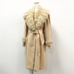 47e9 ESCADA エスカーダ カシミヤ リスファー ロングコート リアルファーコート 毛皮 34 ベージュ系 カシミア100％
