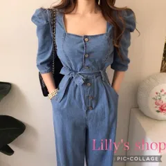 新品 未使用 春夏コーデ  デニム　オールインワン　ロングワンピース　パンツ　半袖