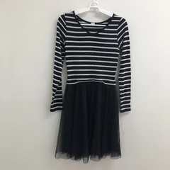 【GU】ジーユー　黒系　S　ワンピース　ボーダー　チュールスカート　カジュアル