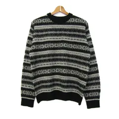 ナノユニバース セーター 長袖 総柄 ウール混 トップス メンズ Mサイズ グレー×ネイビー nano universe 【中古】