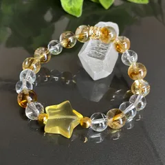 【一点物】フローライトスター×シトリンファントム★BD093天然石ブレスレット